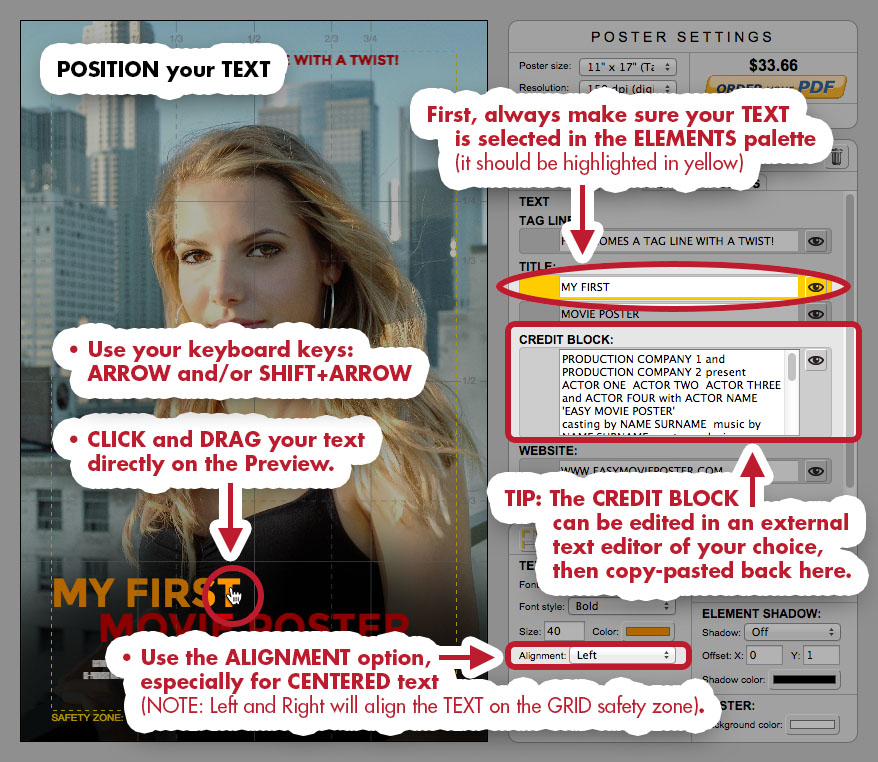 Easy Movie Poster - User Manual: Position your Text